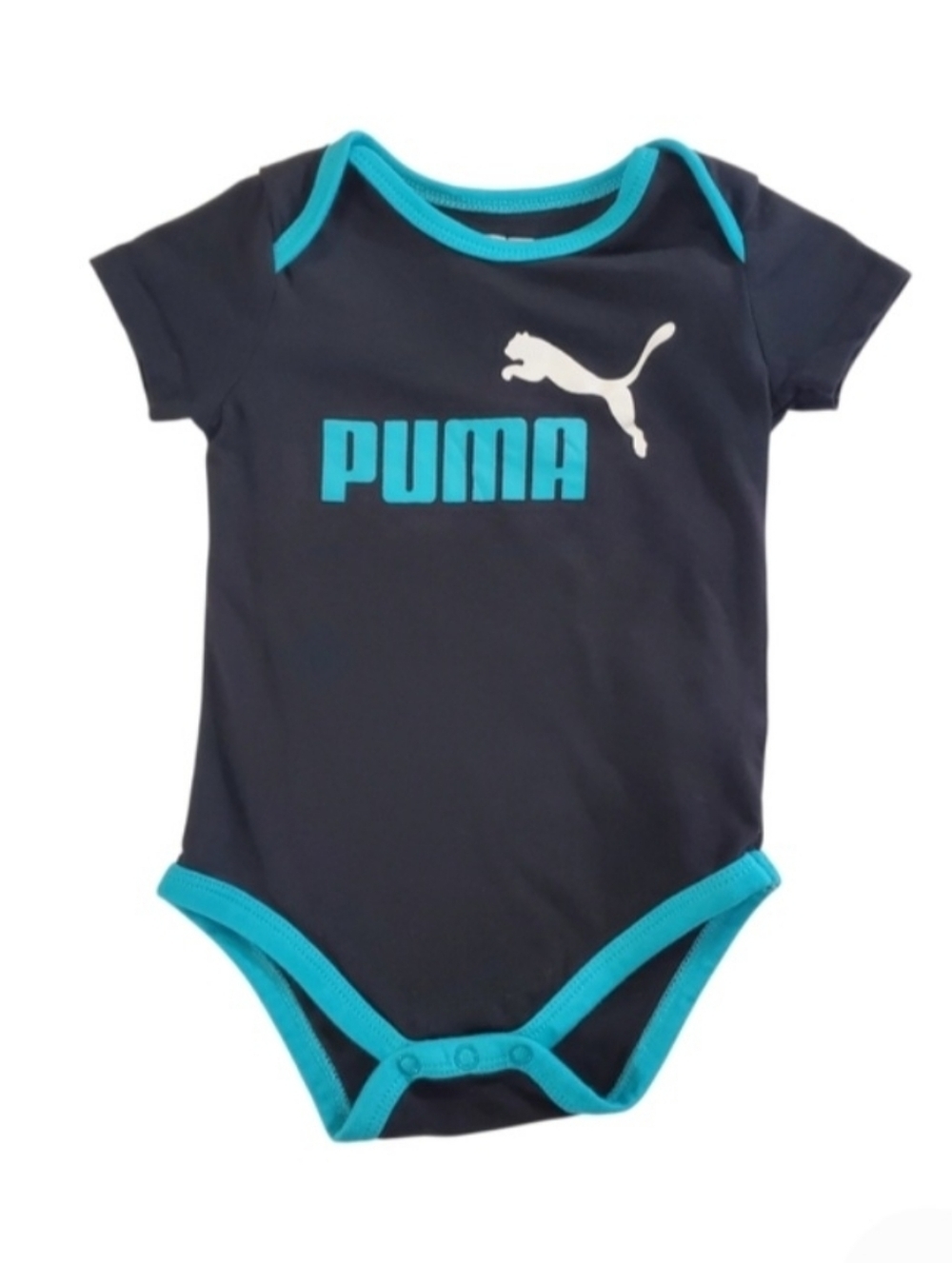 K1380 * Puma Boys Minicats Bodysuit Navy Blue Teal Size 6/9M